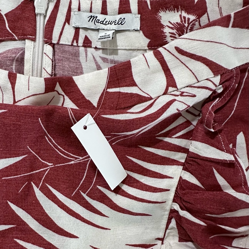 Madewell Linen-Blend Ruffle-Wrap Midi Skirt in Tropical Vacation Size:8 - Picture 8 of 11